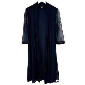 Vintage R M Richards Jacket Duster‎ Size 12 Navy Blue 3/4 Sleeve Open Flowy USA